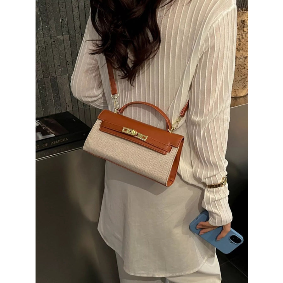 Two-Tone Flap Crossbody Bag Brown / One Size Apparel and Accessories