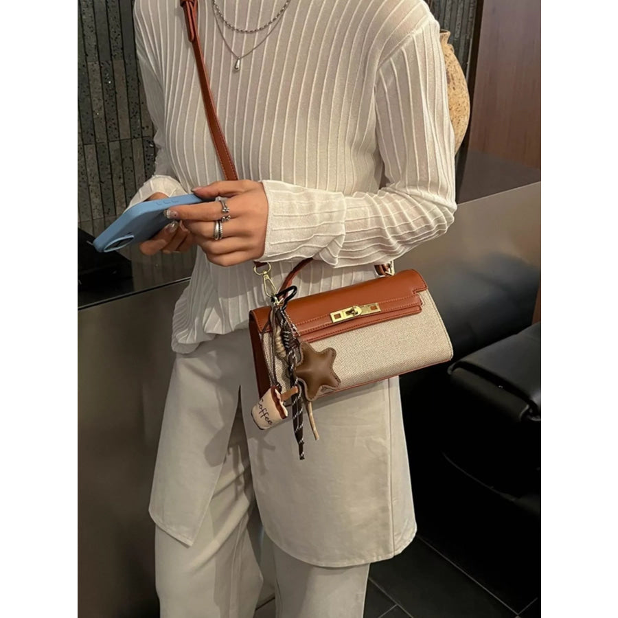 Two-Tone Flap Crossbody Bag Brown / One Size Apparel and Accessories