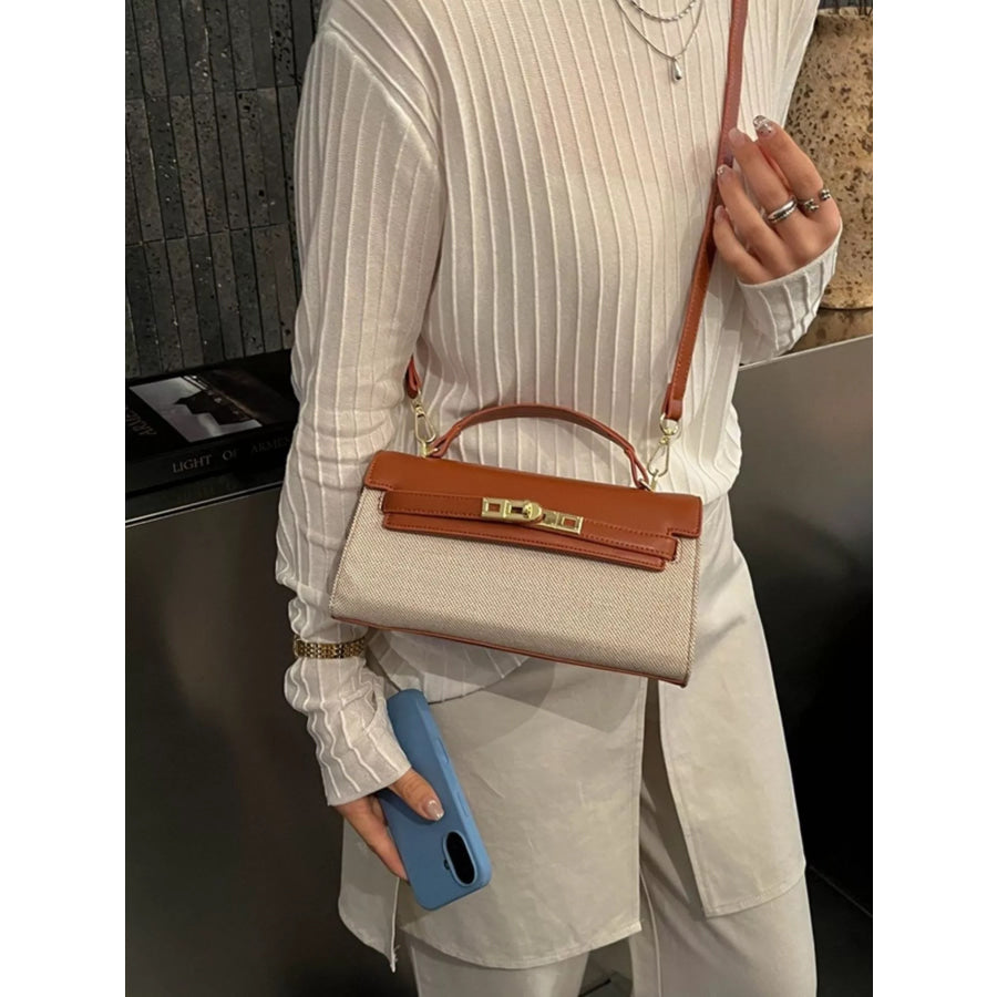 Two-Tone Flap Crossbody Bag Brown / One Size Apparel and Accessories