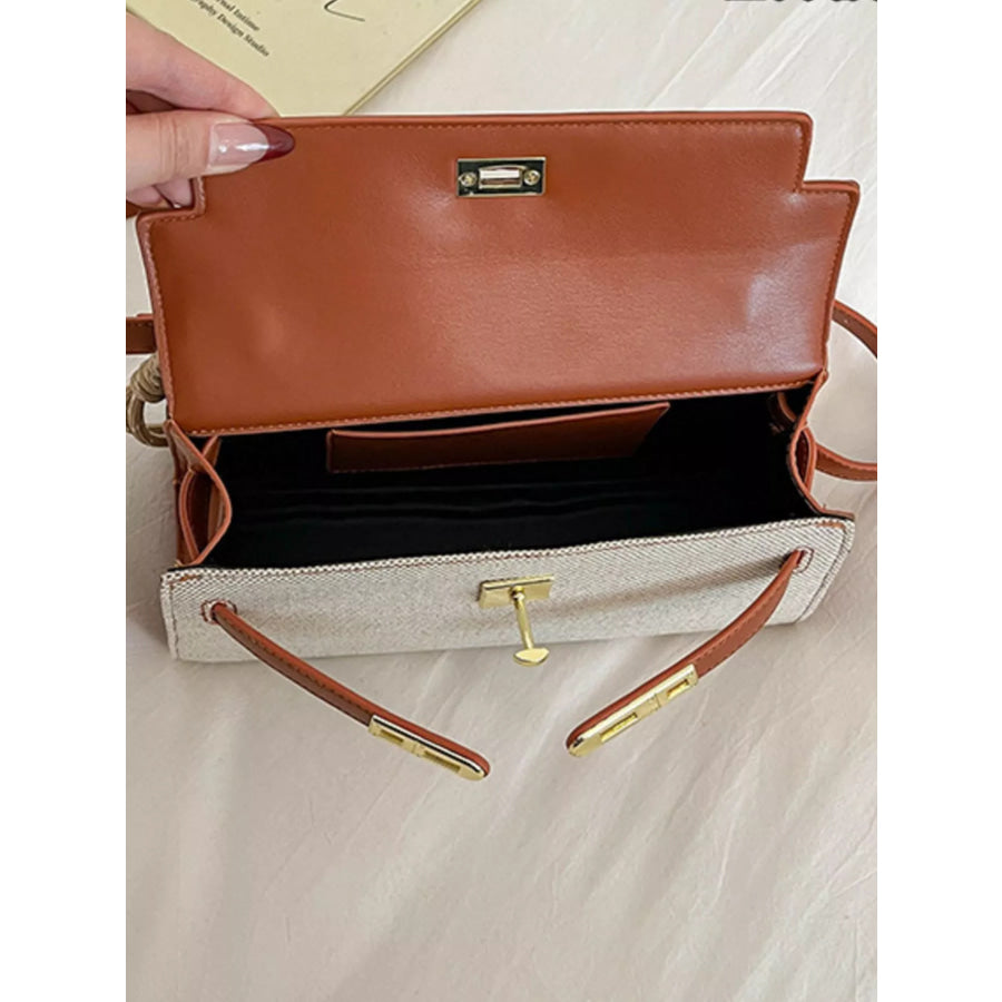 Two-Tone Flap Crossbody Bag Brown / One Size Apparel and Accessories