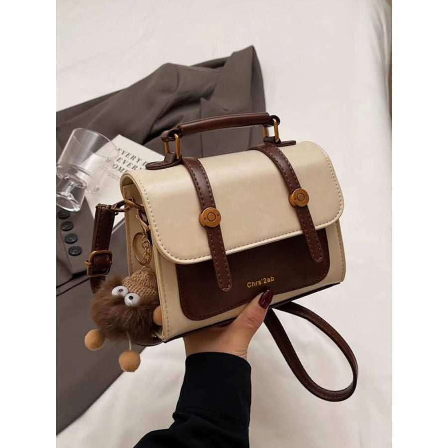 Two-Tone Flap Crossbody Bag Brown / One Size Apparel and Accessories