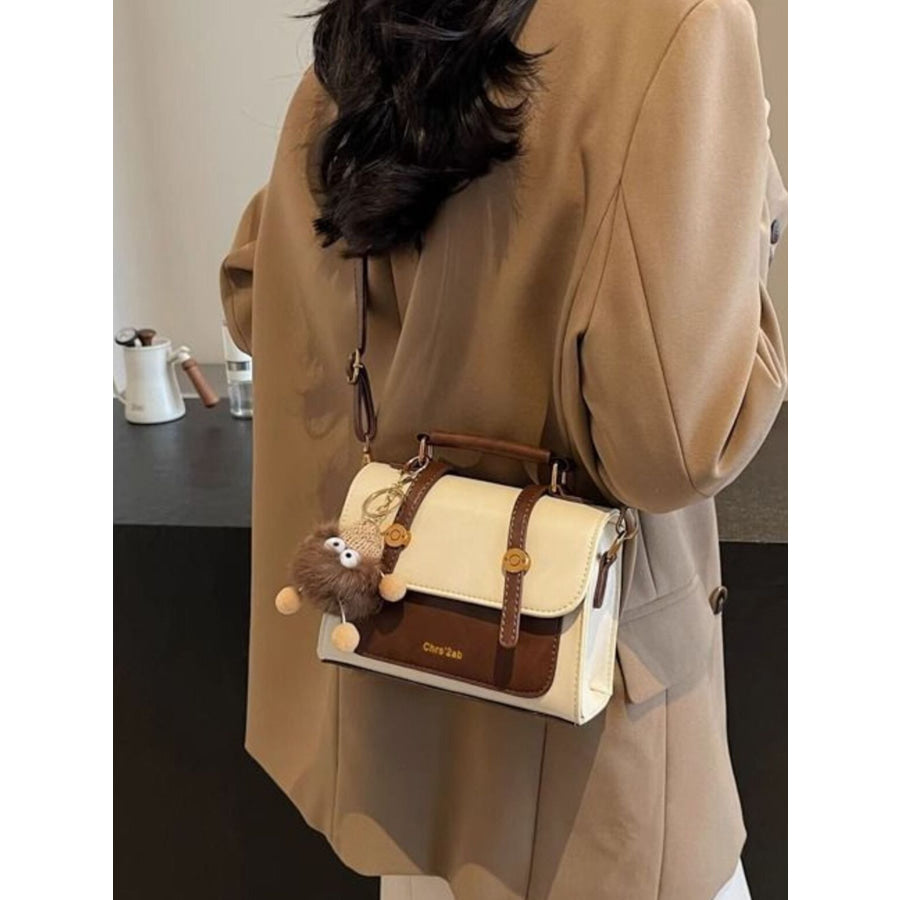 Two-Tone Flap Crossbody Bag Brown / One Size Apparel and Accessories