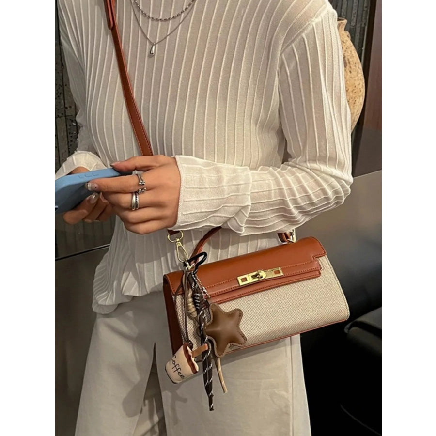 Two-Tone Flap Crossbody Bag Brown / One Size Apparel and Accessories