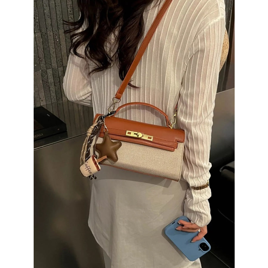 Two-Tone Flap Crossbody Bag Brown / One Size Apparel and Accessories