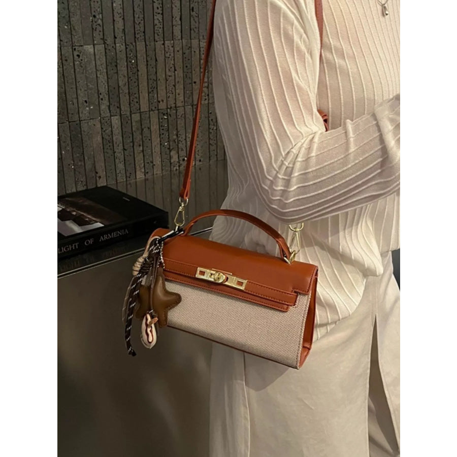 Two-Tone Flap Crossbody Bag Brown / One Size Apparel and Accessories