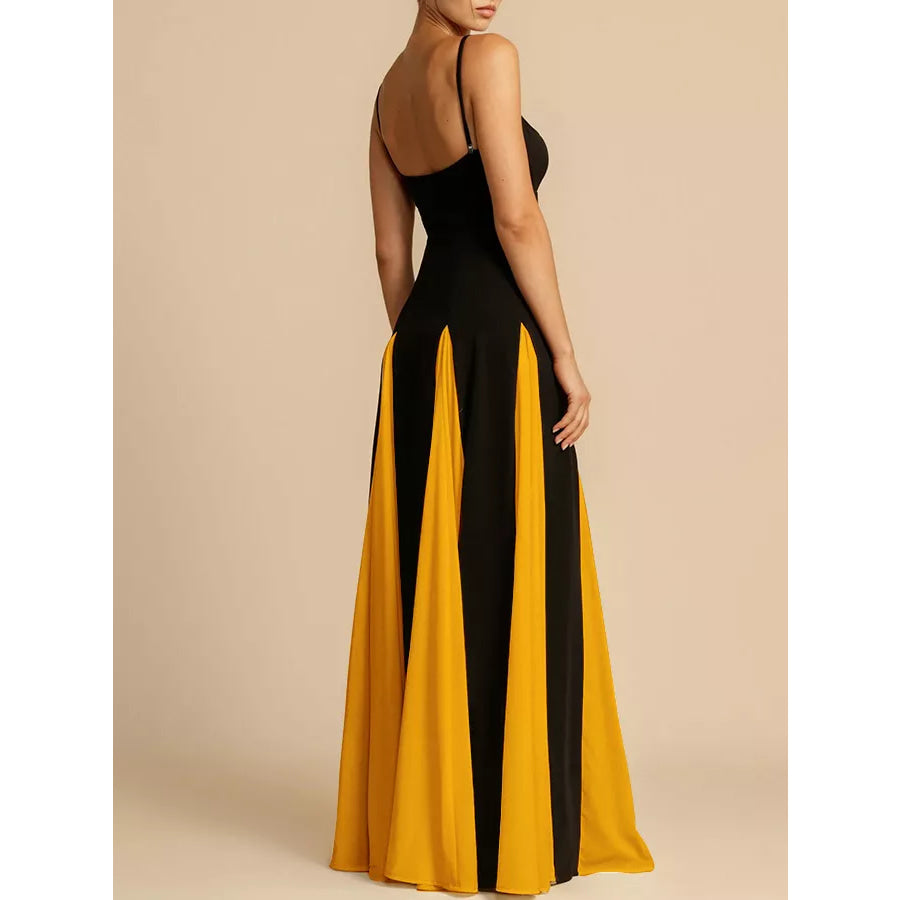 Two-Tone Flowing Maxi Dress Apparel and Accessories