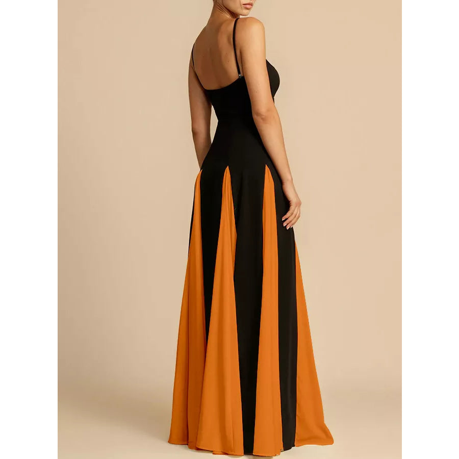 Two-Tone Flowing Maxi Dress Apparel and Accessories