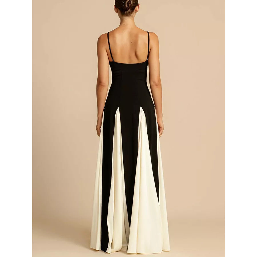 Two-Tone Flowing Maxi Dress Apparel and Accessories