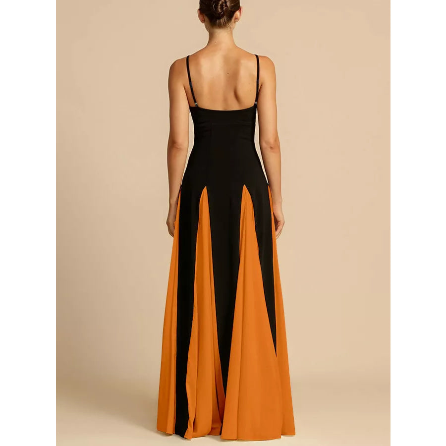Two-Tone Flowing Maxi Dress Apparel and Accessories