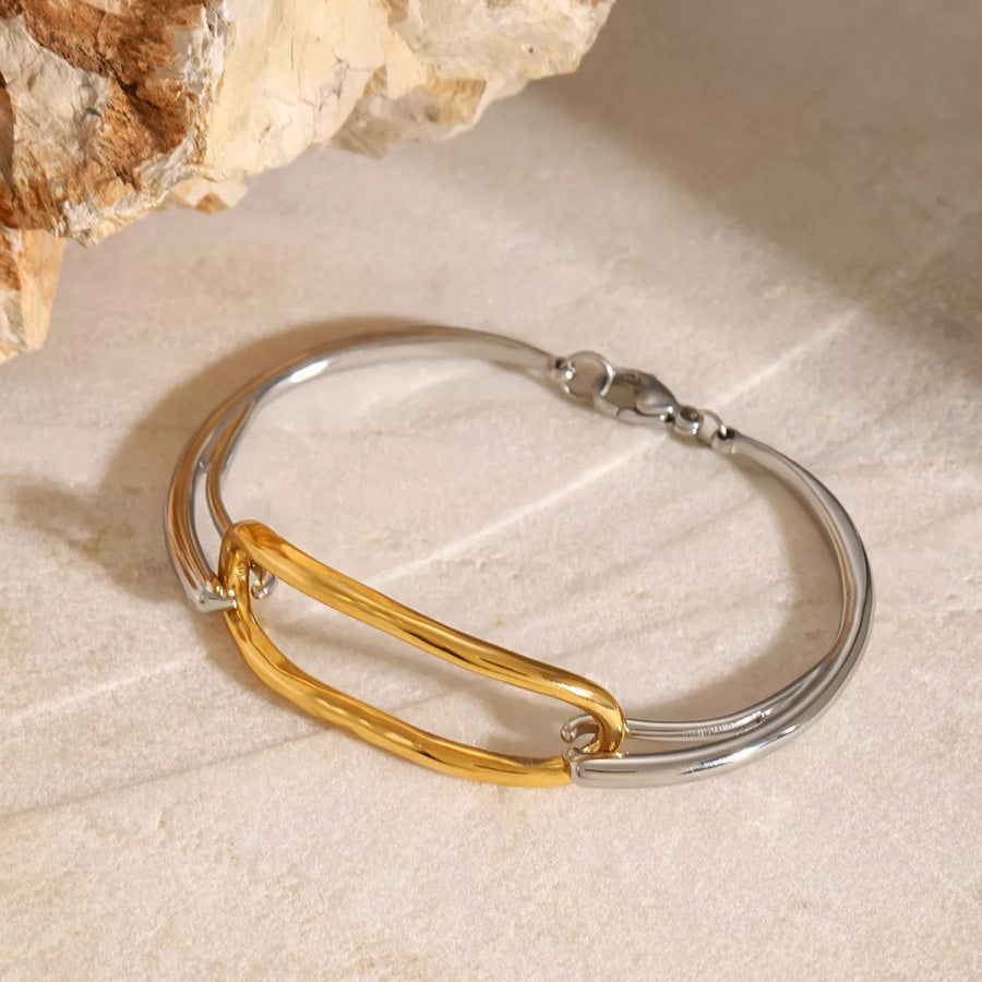Two-Tone Geometric Link Bracelet Gold / One Size Apparel and Accessories