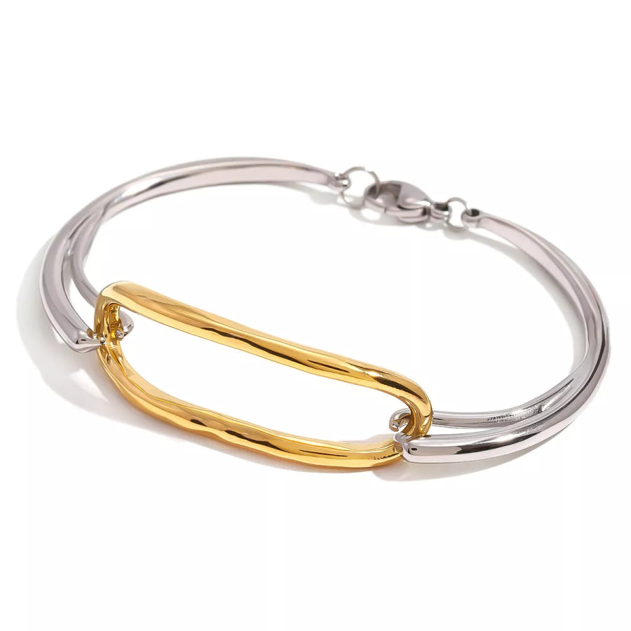 Two-Tone Geometric Link Bracelet Gold / One Size Apparel and Accessories