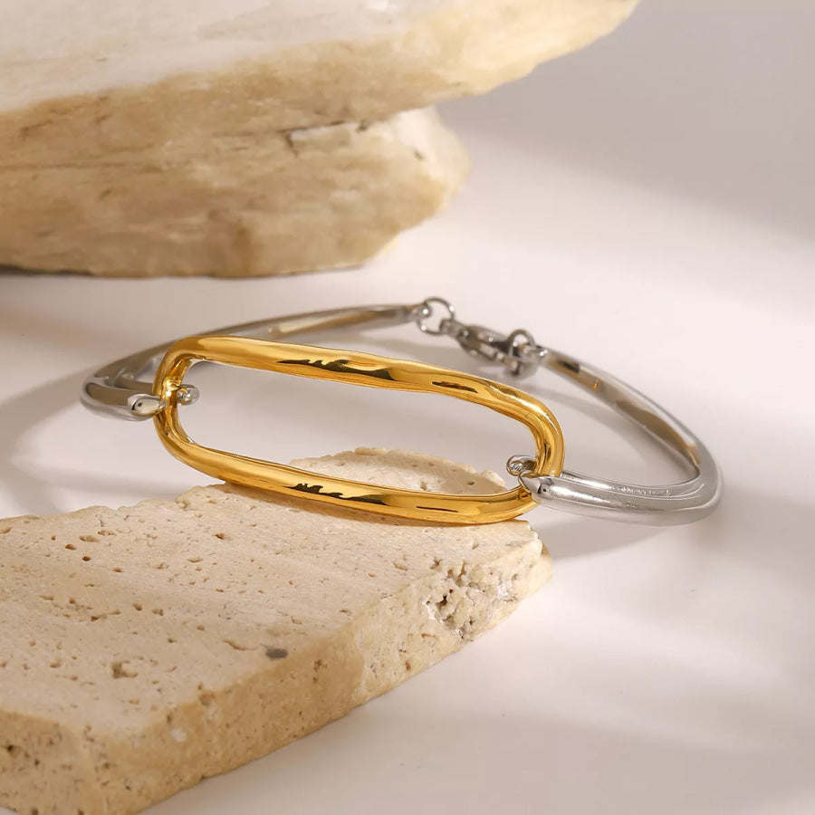 Two-Tone Geometric Link Bracelet Gold / One Size Apparel and Accessories