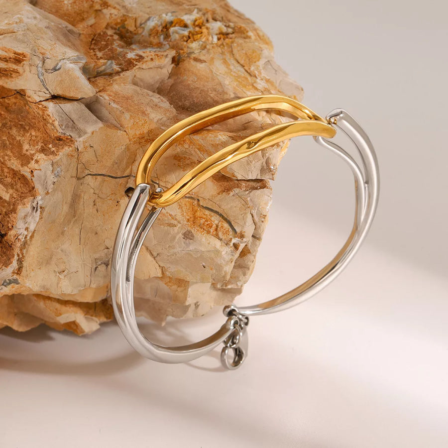 Two-Tone Geometric Link Bracelet Gold / One Size Apparel and Accessories