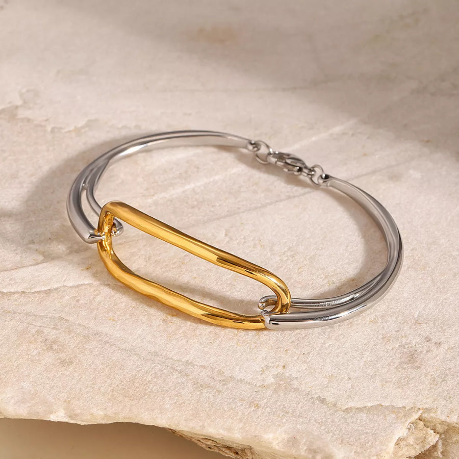 Two-Tone Geometric Link Bracelet Gold / One Size Apparel and Accessories