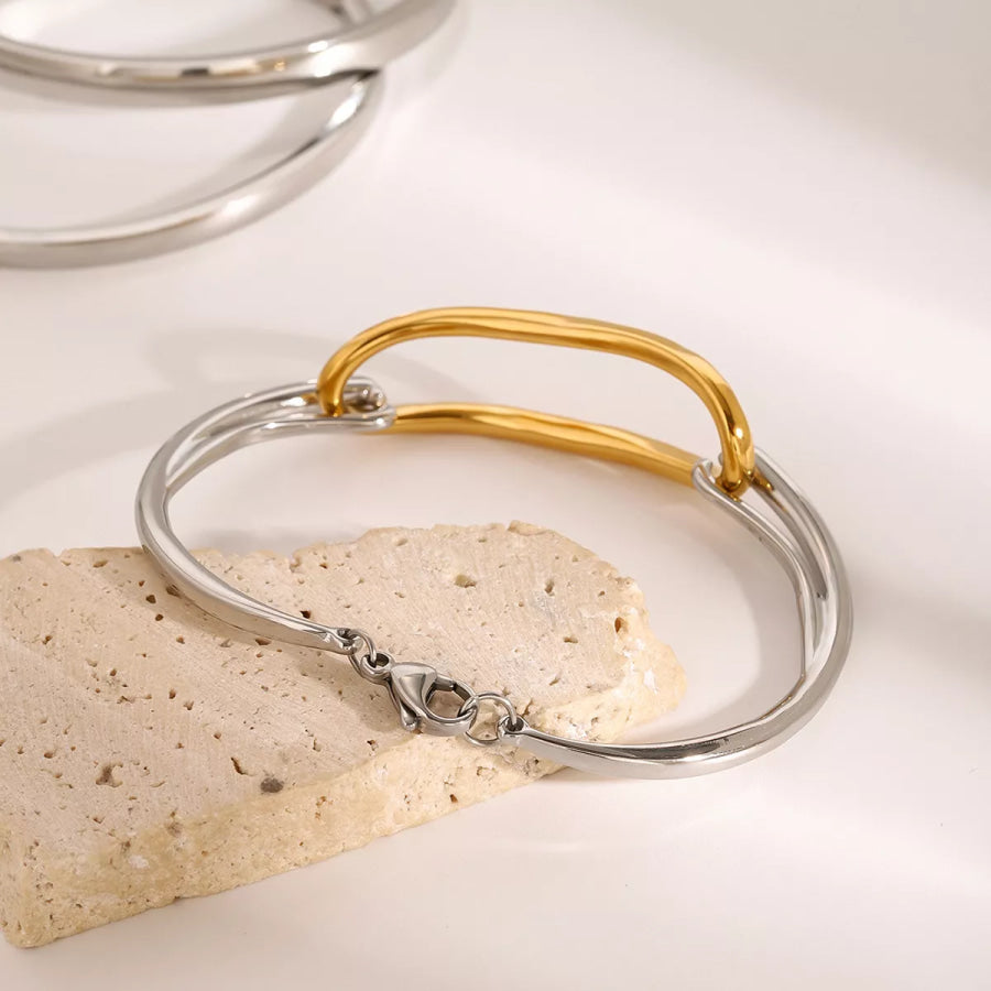 Two-Tone Geometric Link Bracelet Gold / One Size Apparel and Accessories