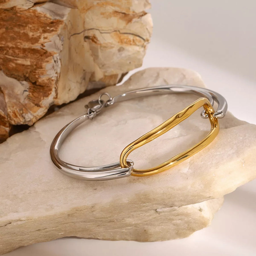 Two-Tone Geometric Link Bracelet Gold / One Size Apparel and Accessories