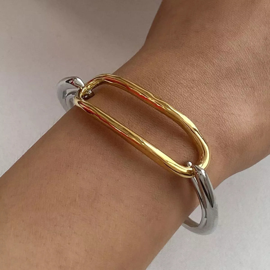 Two-Tone Geometric Link Bracelet Gold / One Size Apparel and Accessories