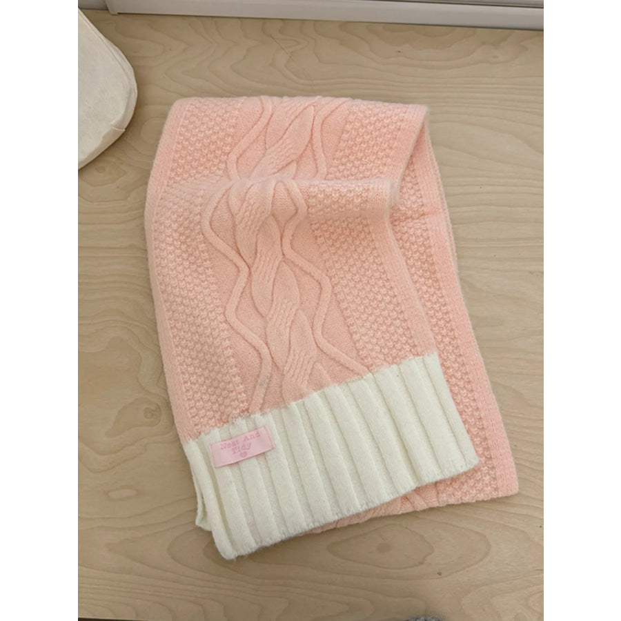 Two-Tone Knitted Warm Scarf Pink / ONESIZE Apparel and Accessories