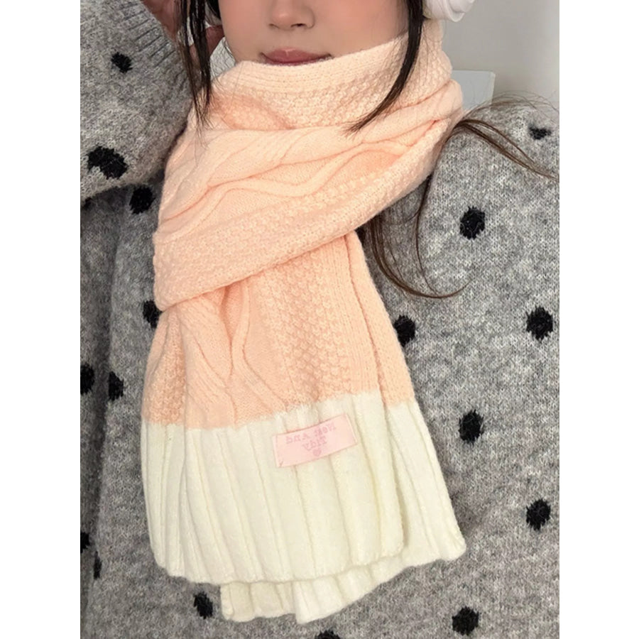 Two-Tone Knitted Warm Scarf Pink / ONESIZE Apparel and Accessories