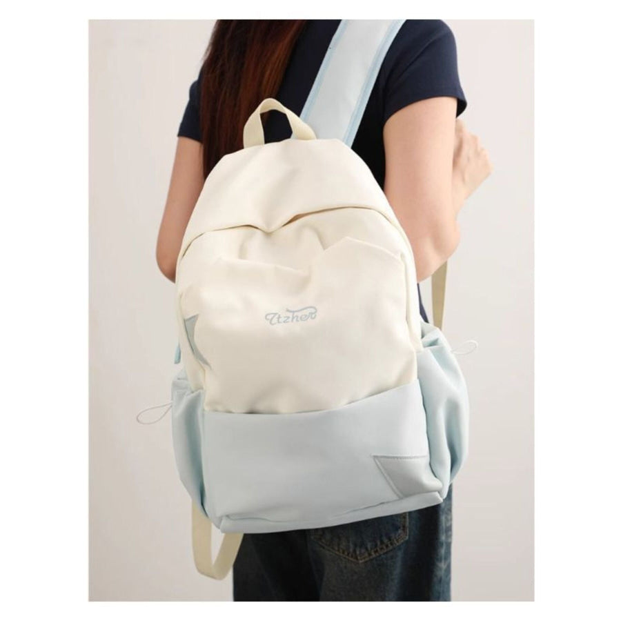 Two-Tone Lightweight Backpack Bag Blue / One Size Apparel and Accessories