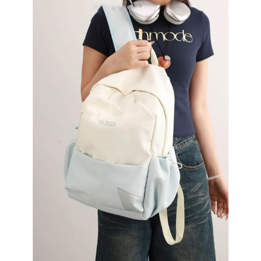 Two-Tone Lightweight Backpack Bag Blue / One Size Apparel and Accessories