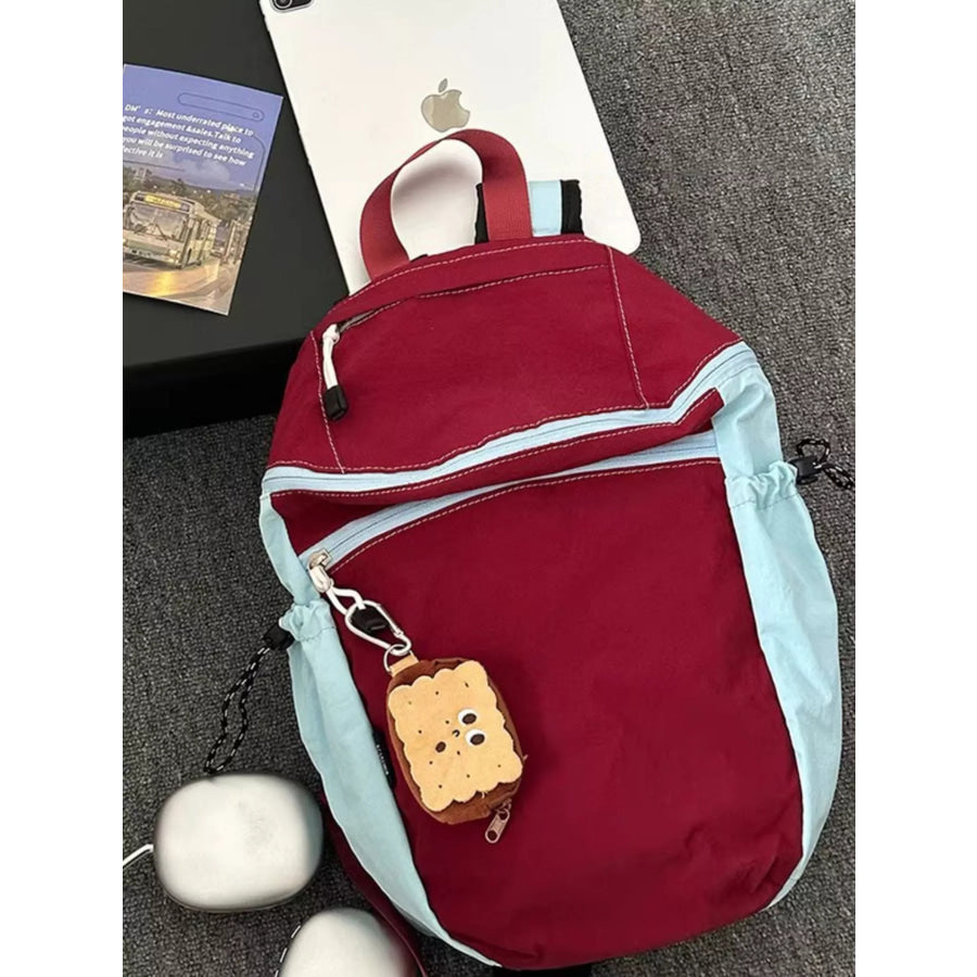 Two-Tone Lightweight Casual Backpack Bag Red / One Size Apparel and Accessories