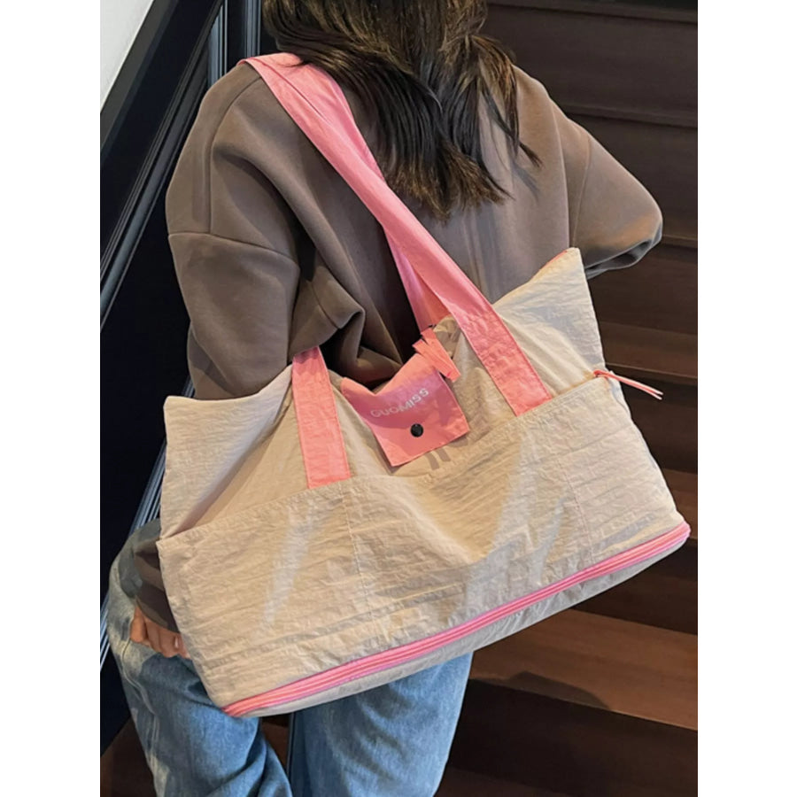 Two-Tone Lightweight Travel Bag Grey / One Size Apparel and Accessories
