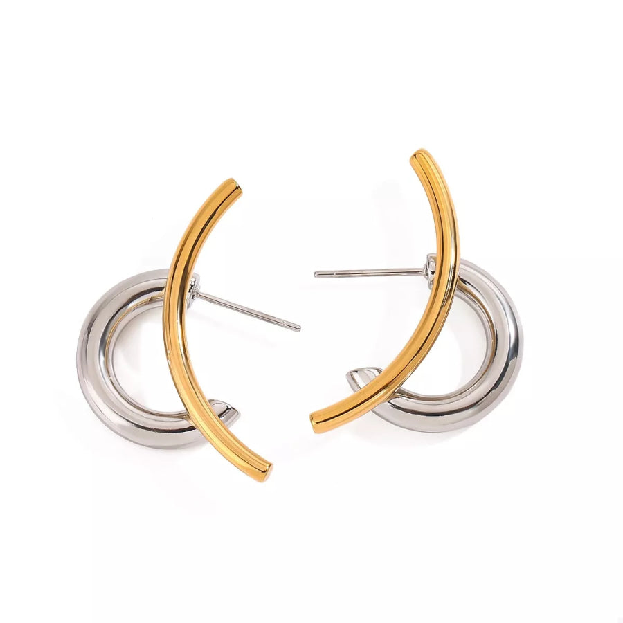 Two-Tone Modern C-Hoop Earrings Silver / onesize Apparel and Accessories
