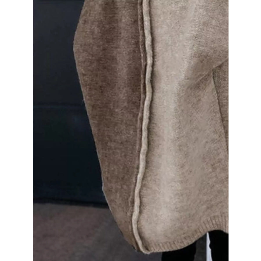 Two-Tone Open Front Knit Hooded Cardigan Apparel and Accessories