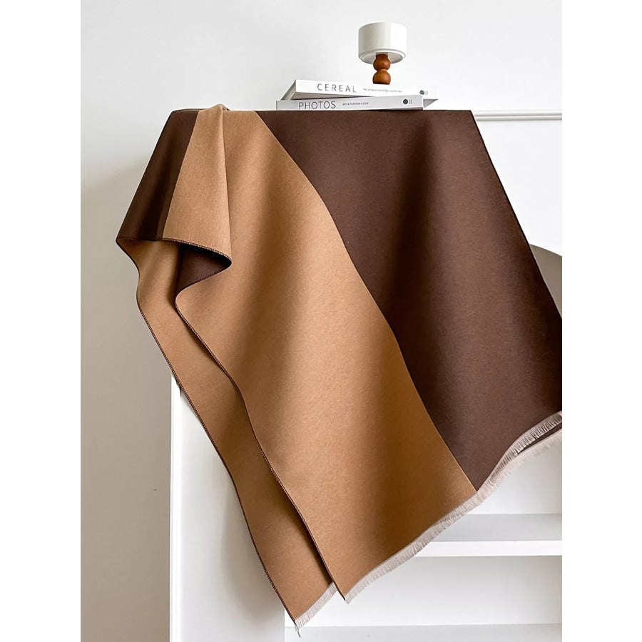Two-Tone Raw Hem Scarf Apparel and Accessories