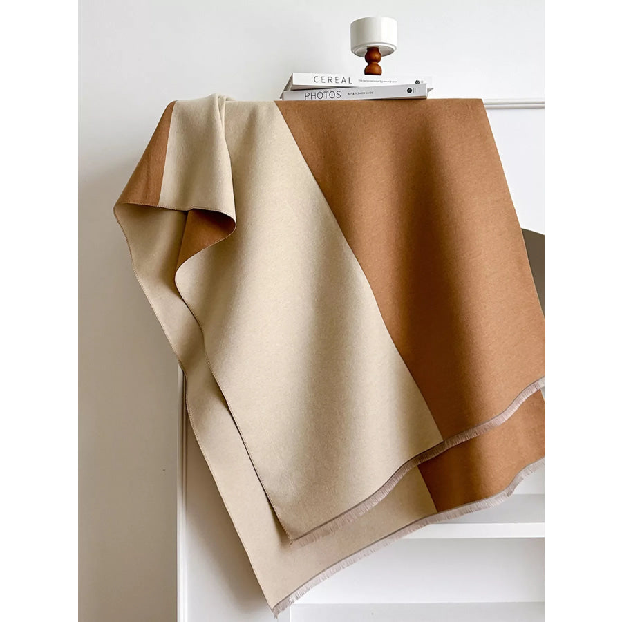 Two-Tone Raw Hem Scarf Apparel and Accessories