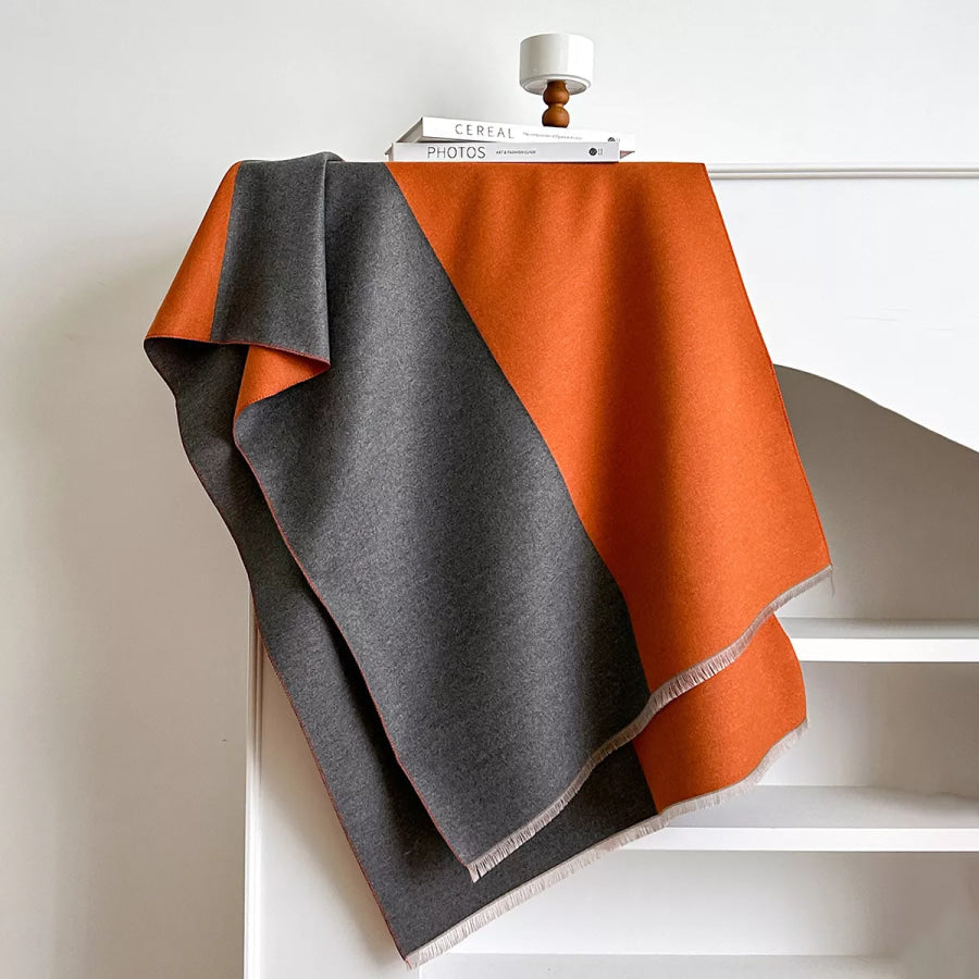 Two-Tone Raw Hem Scarf Apparel and Accessories