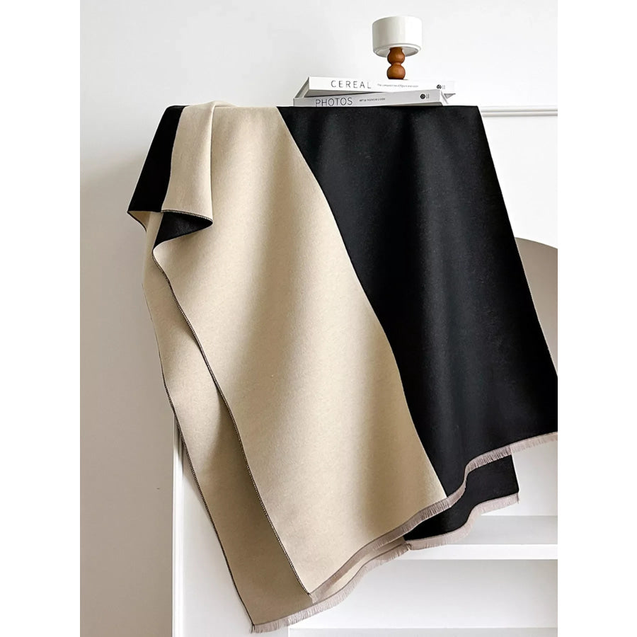 Two-Tone Raw Hem Scarf Apparel and Accessories