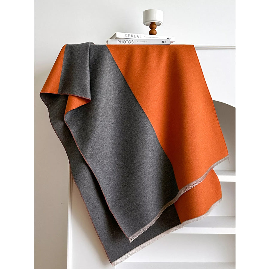 Two-Tone Raw Hem Scarf Apparel and Accessories