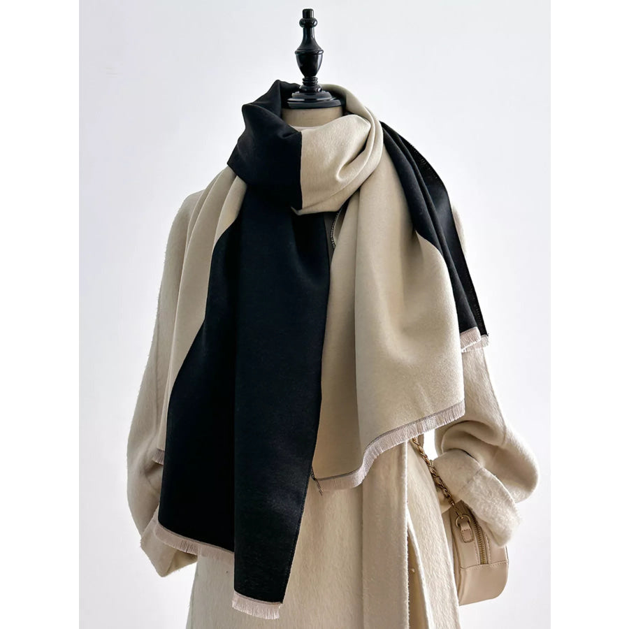 Two-Tone Raw Hem Scarf Apparel and Accessories