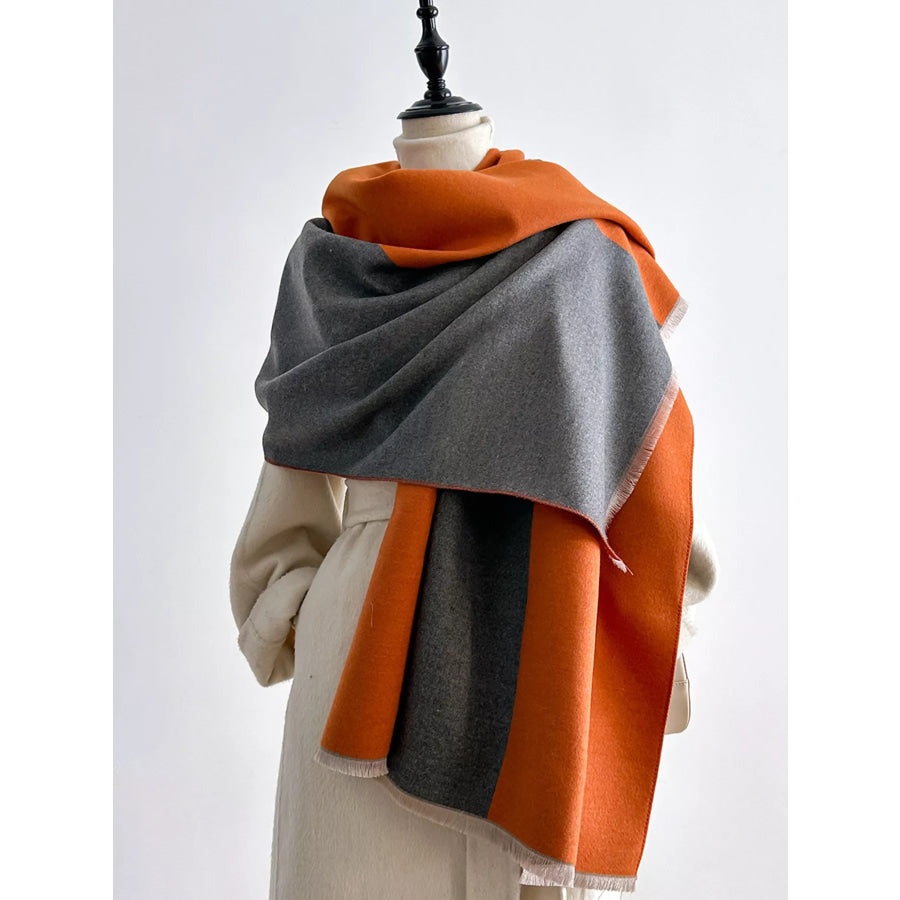 Two-Tone Raw Hem Scarf Apparel and Accessories