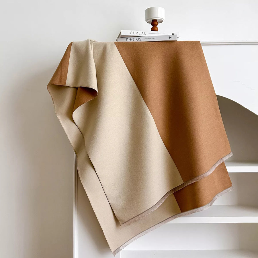 Two-Tone Raw Hem Scarf Apparel and Accessories