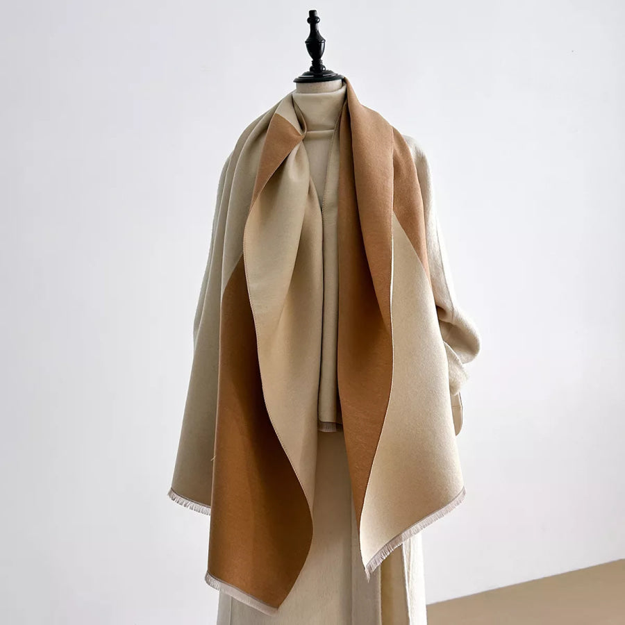 Two-Tone Raw Hem Scarf Dust Storm / One Size Apparel and Accessories