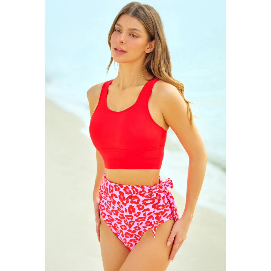 Two-Tone Tied Two-Piece Swimsuit Apparel and Accessories