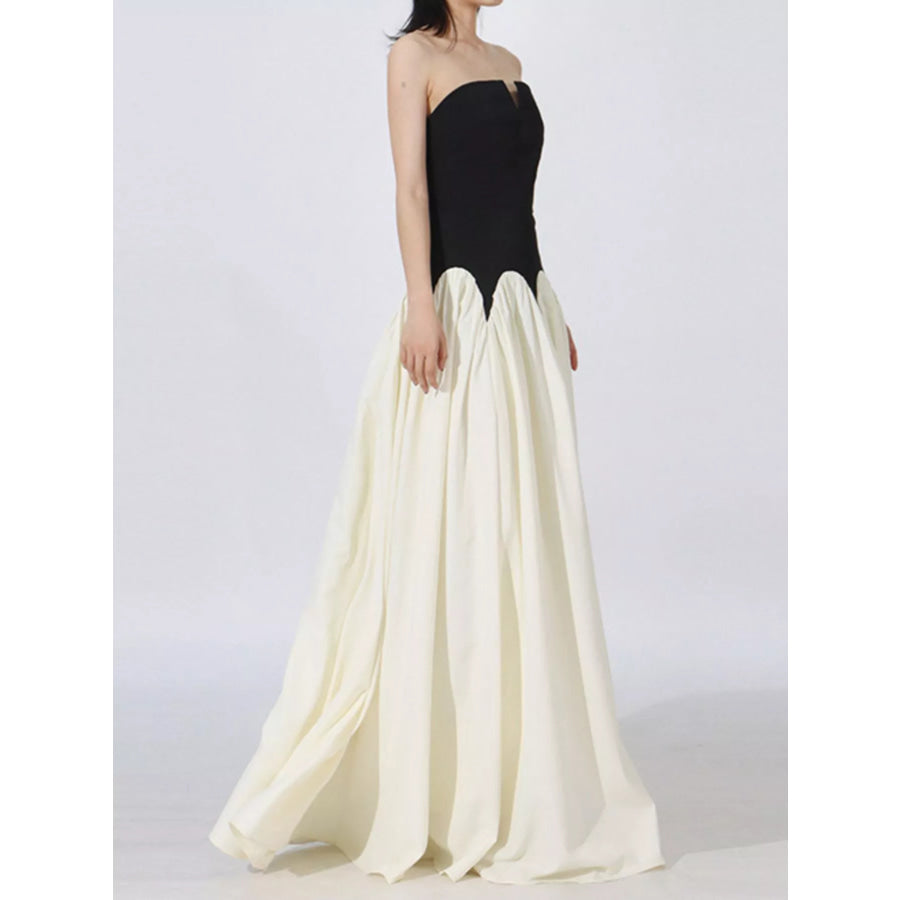 Two Tone Tube Maxi Dress Apparel and Accessories