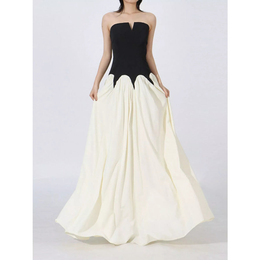 Two Tone Tube Maxi Dress Apparel and Accessories