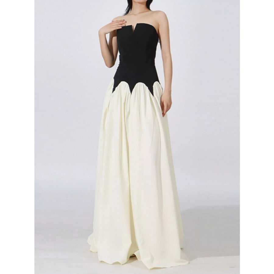 Two Tone Tube Maxi Dress Apparel and Accessories