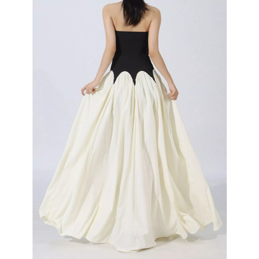 Two Tone Tube Maxi Dress Apparel and Accessories