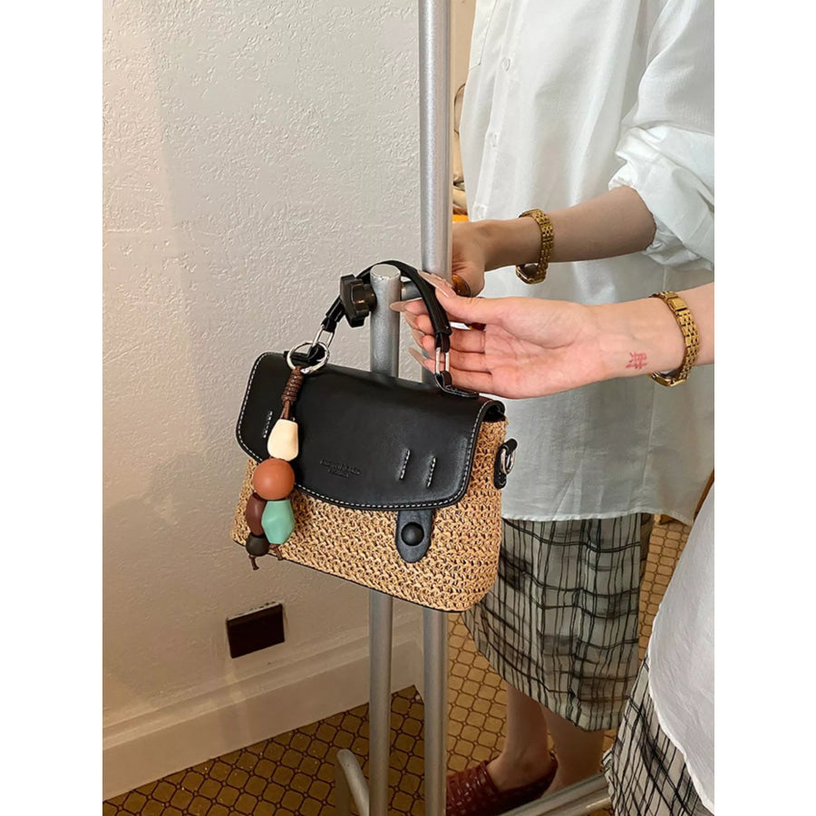 Two-Tone Woven Crossbody Bag Black / One Size Apparel and Accessories