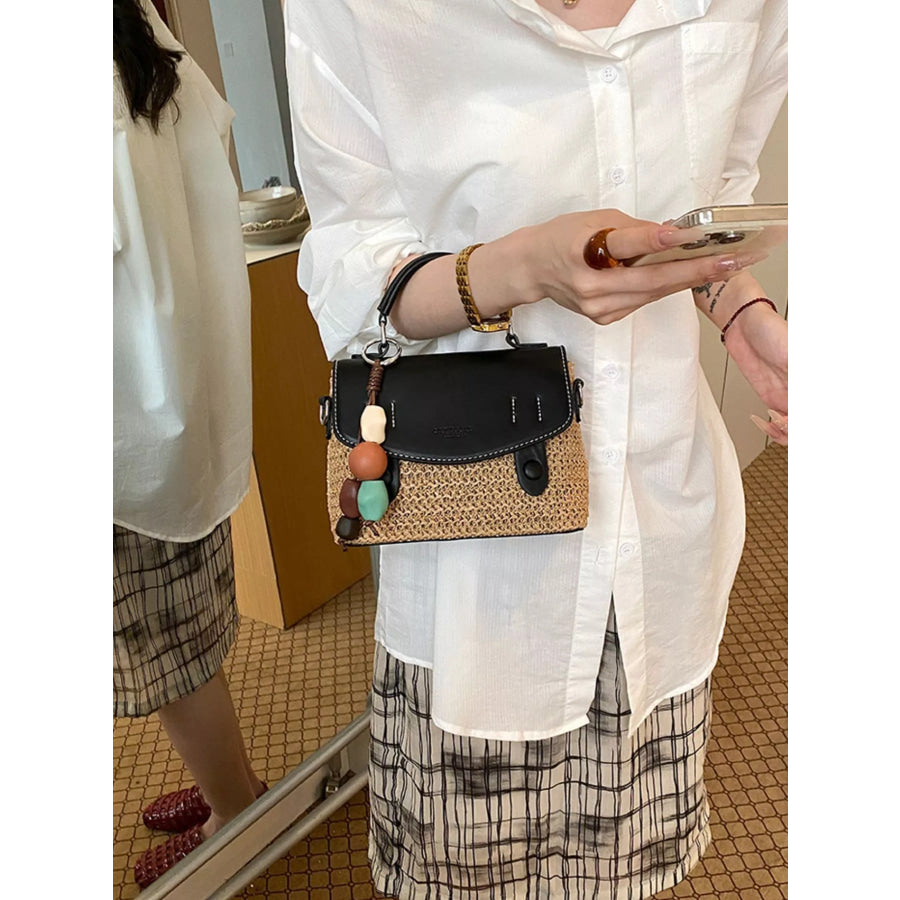 Two-Tone Woven Crossbody Bag Black / One Size Apparel and Accessories