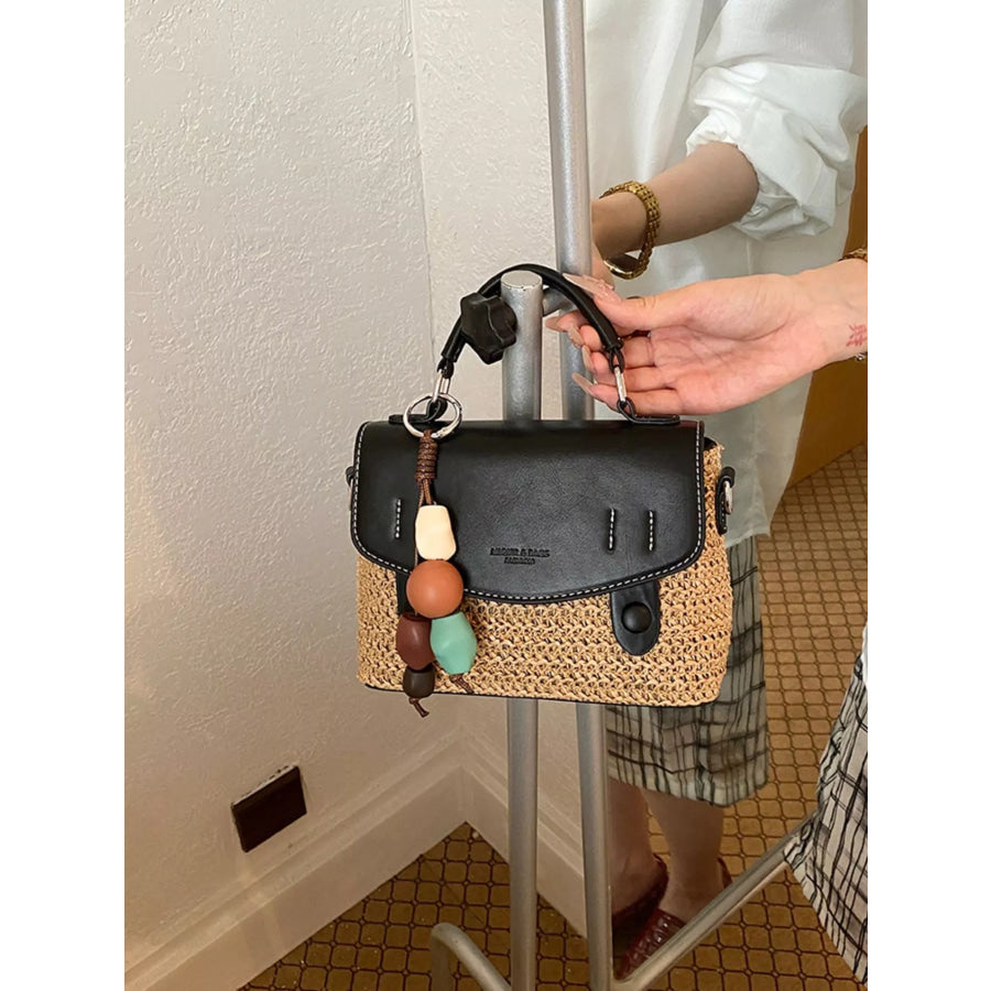 Two-Tone Woven Crossbody Bag Black / One Size Apparel and Accessories
