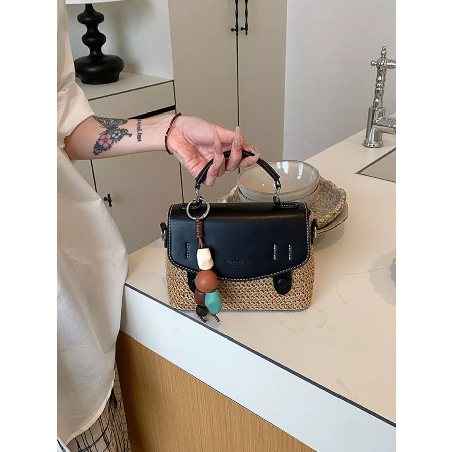 Two-Tone Woven Crossbody Bag Black / One Size Apparel and Accessories
