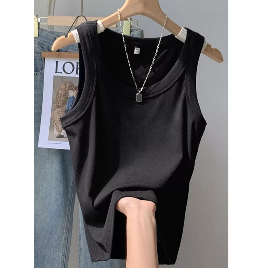 U-Neckline Tank Black / S Apparel and Accessories