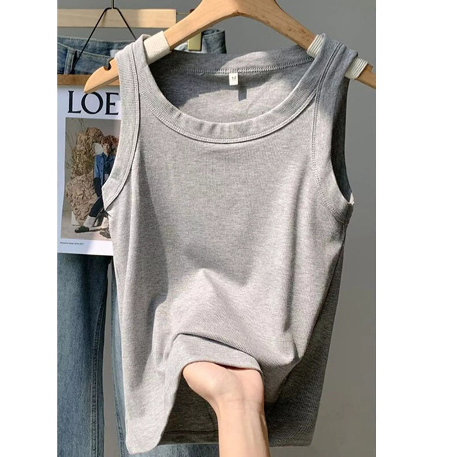 U-Neckline Tank Light Gray / S Apparel and Accessories