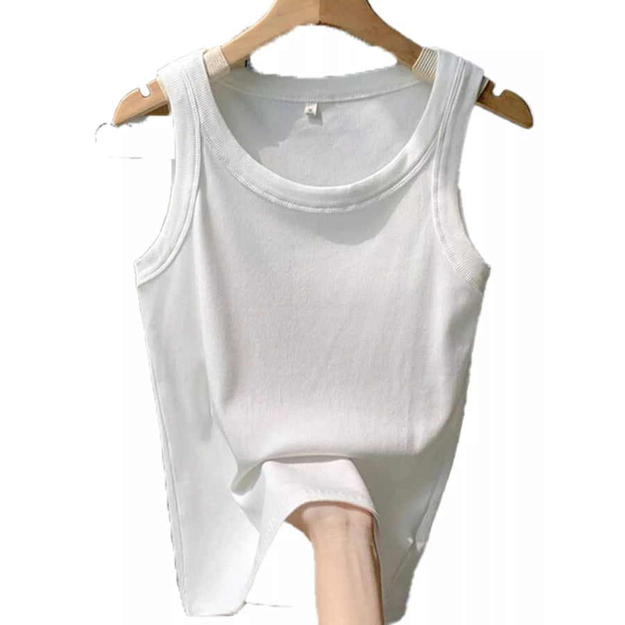 U-Neckline Tank White / S Apparel and Accessories